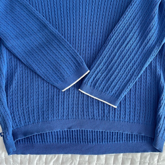 RALPH LAUREN Blue Cerulean Periwinkle 100% Cotton V-neck Sweater - Picture 6 of 6